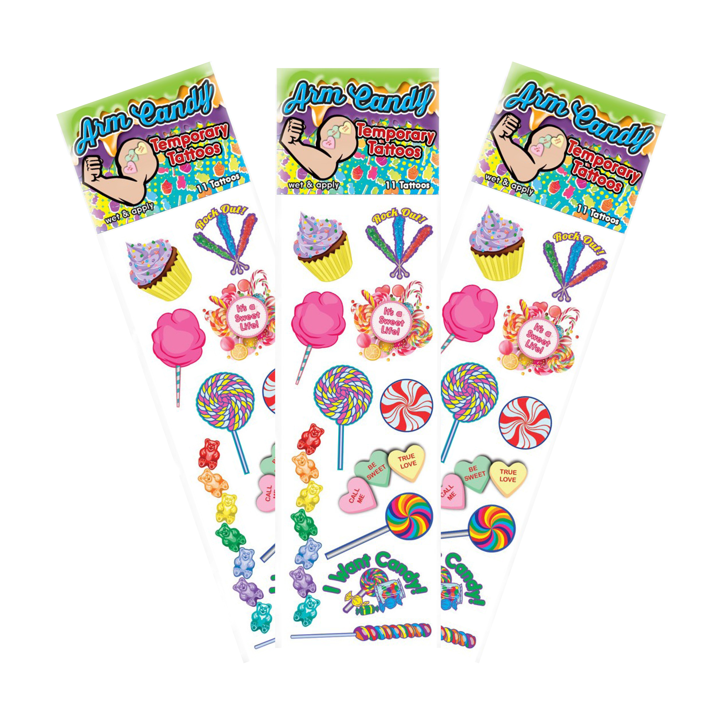 Candy Temporary Tattoos: 9-12 Tattoos Per Pack – Ages 4+ – Boone's Mill  Trading