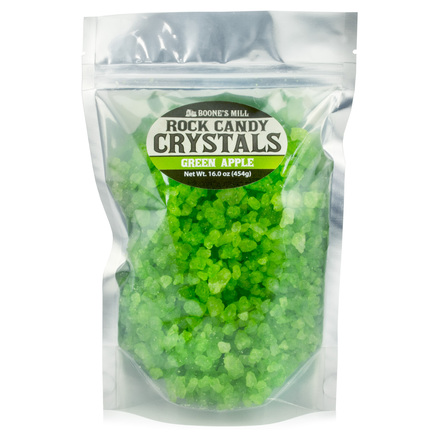 Light Green/Green Apple Rock Candy Crystals in 1 pound bag