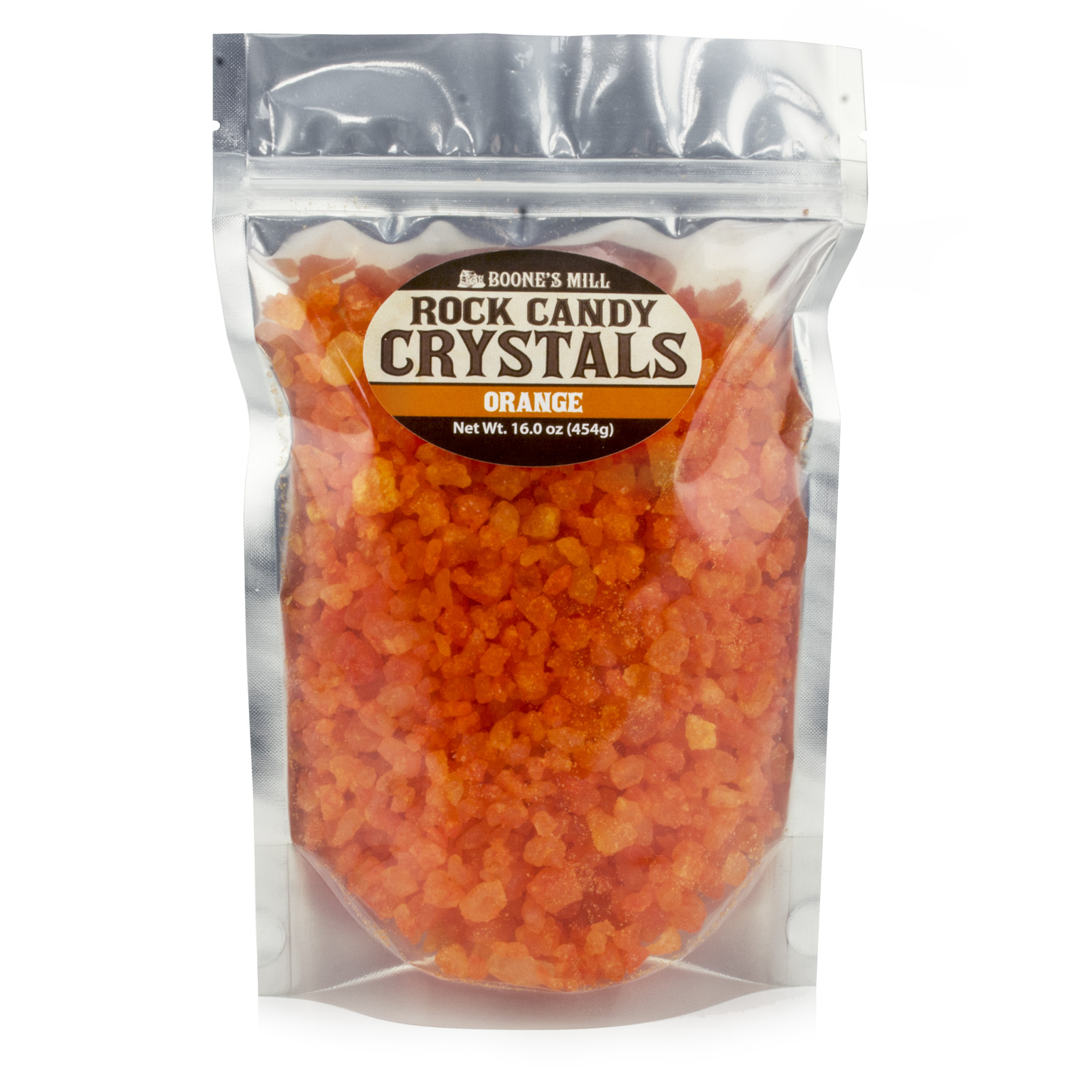 Orange Rock Candy Crystals in 1 pound bag