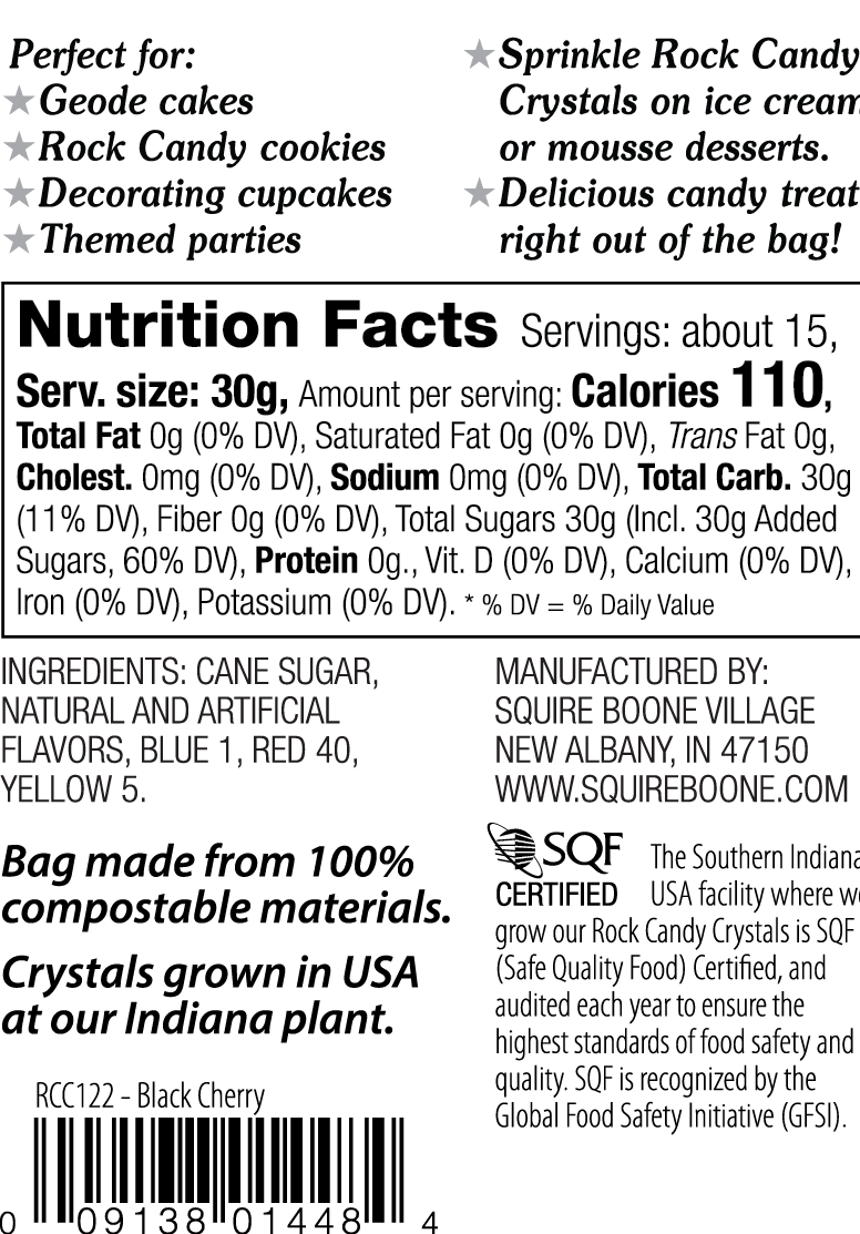 Rock Candy Crystals Black Cherry Nutritional Information