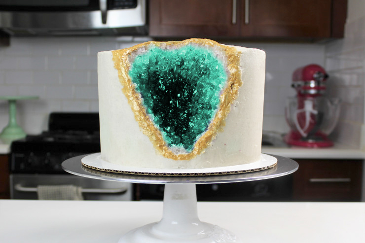 Aqua Blue/Cotton Candy Rock Candy Crystals Geode Cake