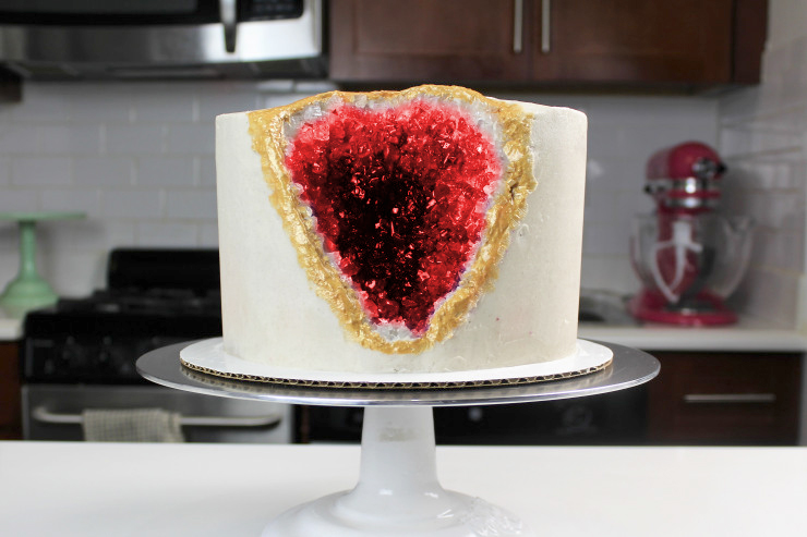 Red Cherry Rock Candy Crystals Geode Cake