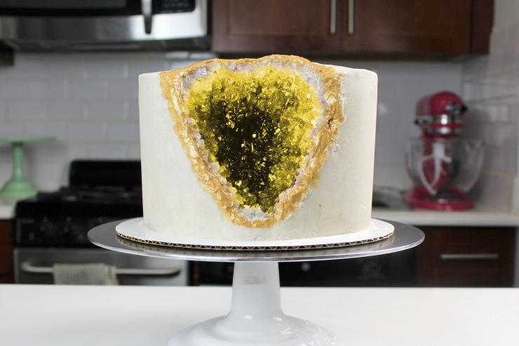 Yellow/Pineapple Rock Candy Crystals Geode Cake